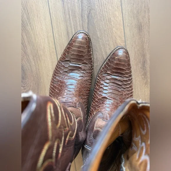 Savoia Boot  Brown Python Leather Western Boot Men 9 - Picture 3 of 7